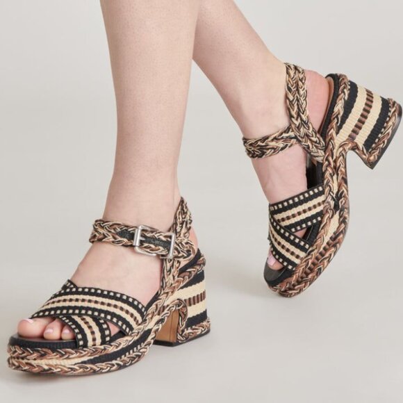 .NEW DOLCE VITA Made In Brazil Grayce Heel Sandals black multi for women… - Picture 1 of 11
